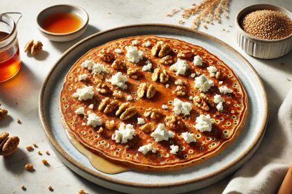 Recept speltpannenkoek met geitenkaas en walnoten