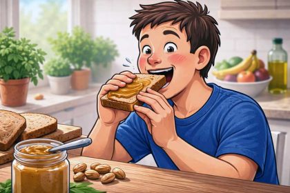 Spijsvertering van een broodje pindakaas