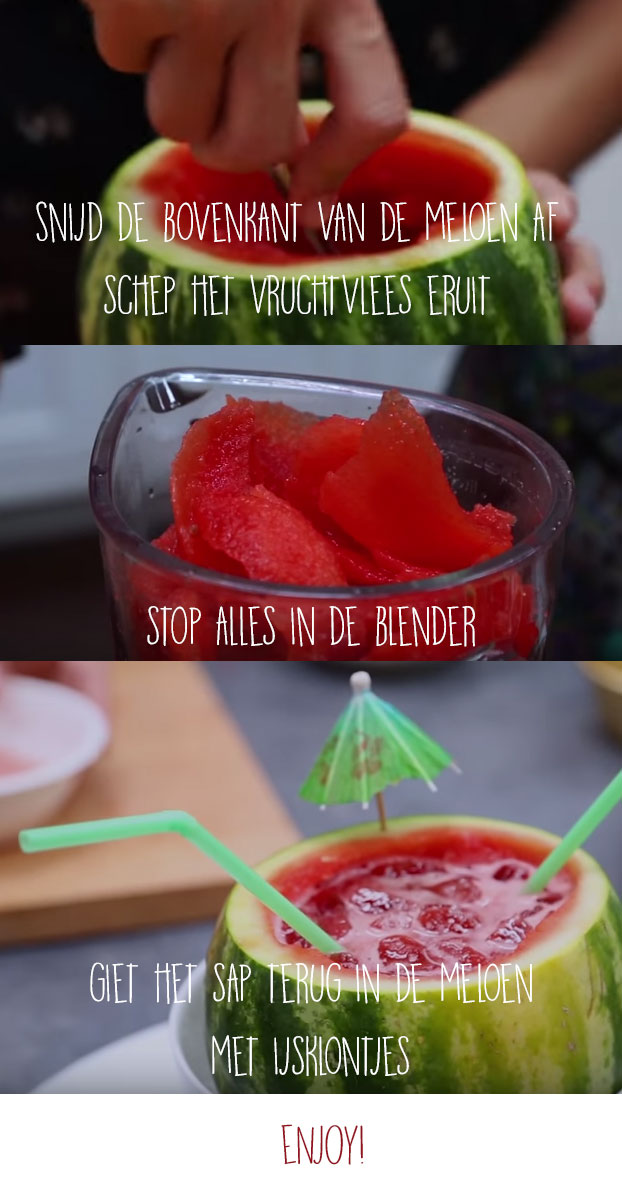 Shake maken van watermeloen in de meloen zelf
