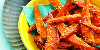Gezonde patat met zoete aardappel