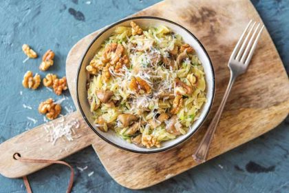 Risotto met champignons en walnoten