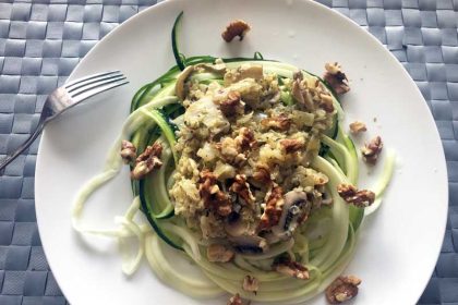 Recept courgettepasta met goede champignonsaus