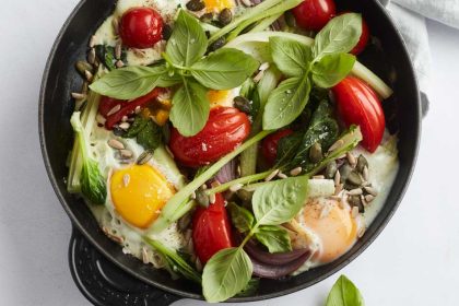 Recept voor een vegetarische, koolhydraatarme Shakshuka