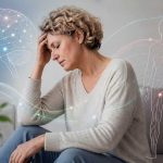 Conversiestoornis / FNS / FND: symptomen, behandeling en nieuwe inzichten in 2026 Vrouw met functionele neurologische stoornis (FNS/FND) en symbolische weergave van zenuwstelsel en hersencommunicatie