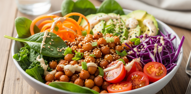 Buddha bowl met kikkererwten en groenten