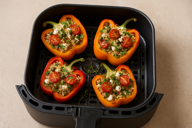 Gevulde paprika’s met quinoa en feta