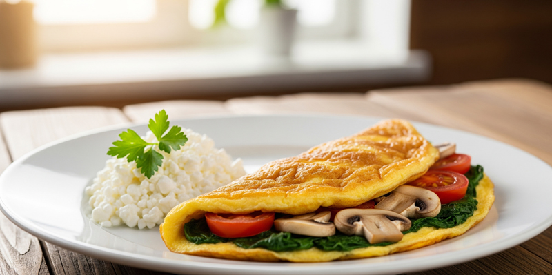 Omelet met groente en cottage cheese