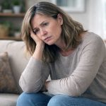 Je lichaam kan last van stress hebben, ook als je hoofd rustig is Lichamelijke stress komt vaker voor dan je denkt. Vrouw met lichamelijke stress op de bank.