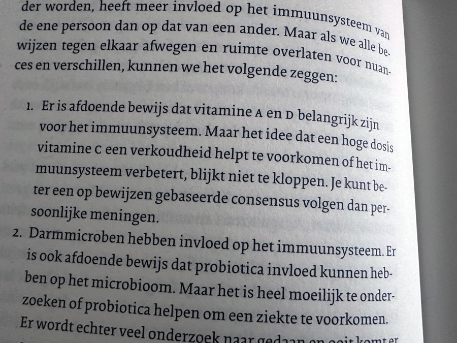Boekfragment uit Bescherm jezelf, met wat wetenschappelijk bewezen lijkt te zijn voor een sterker immuunsysteem