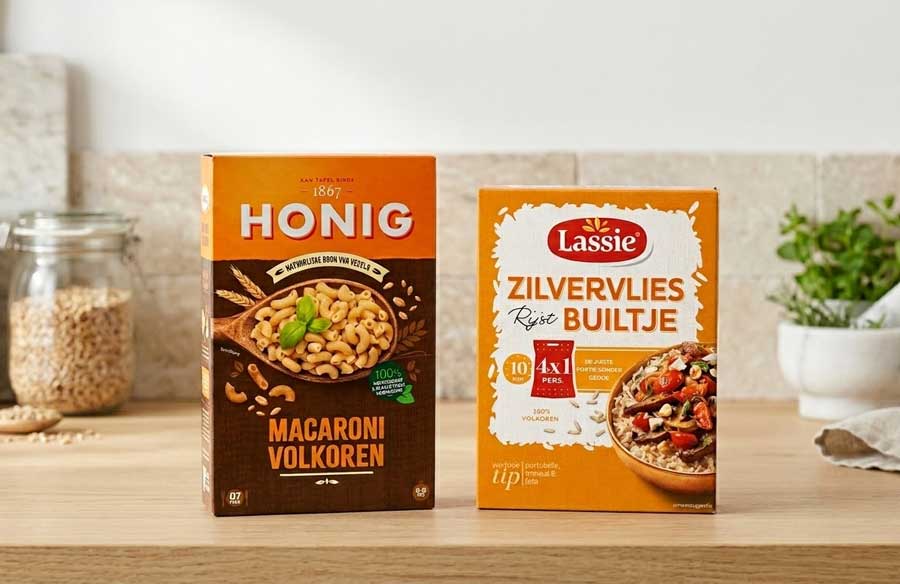 Volkorenpasta of zilvervliesrijst? We vergelijken Honig volkoren macaroni met Lassie zilvervliesrijst.
