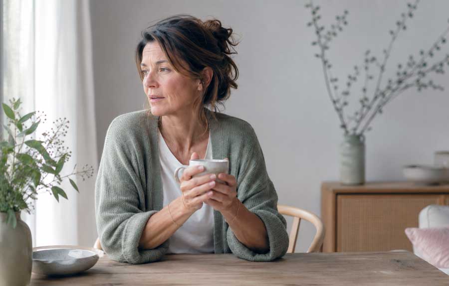 Ja zeggen, voordat je eigenlijk zelf weet wat je wilt. Vrouw zit aan tafel hieraan te denken.