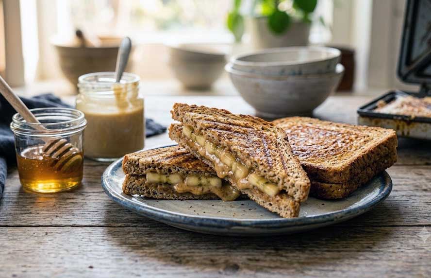 Lekkere tosti's met banaan en tahini